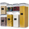 Airtight Food Storage Containers Set – 7-Piece Stackable Pantry Organizers (Clear & Black)