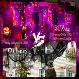 Halloween LED String Lights with Black Creepy Cloth – 50 LEDs Orange & Purple Lights, 8 Modes, Timer, Battery Powered (79 x 31 in)