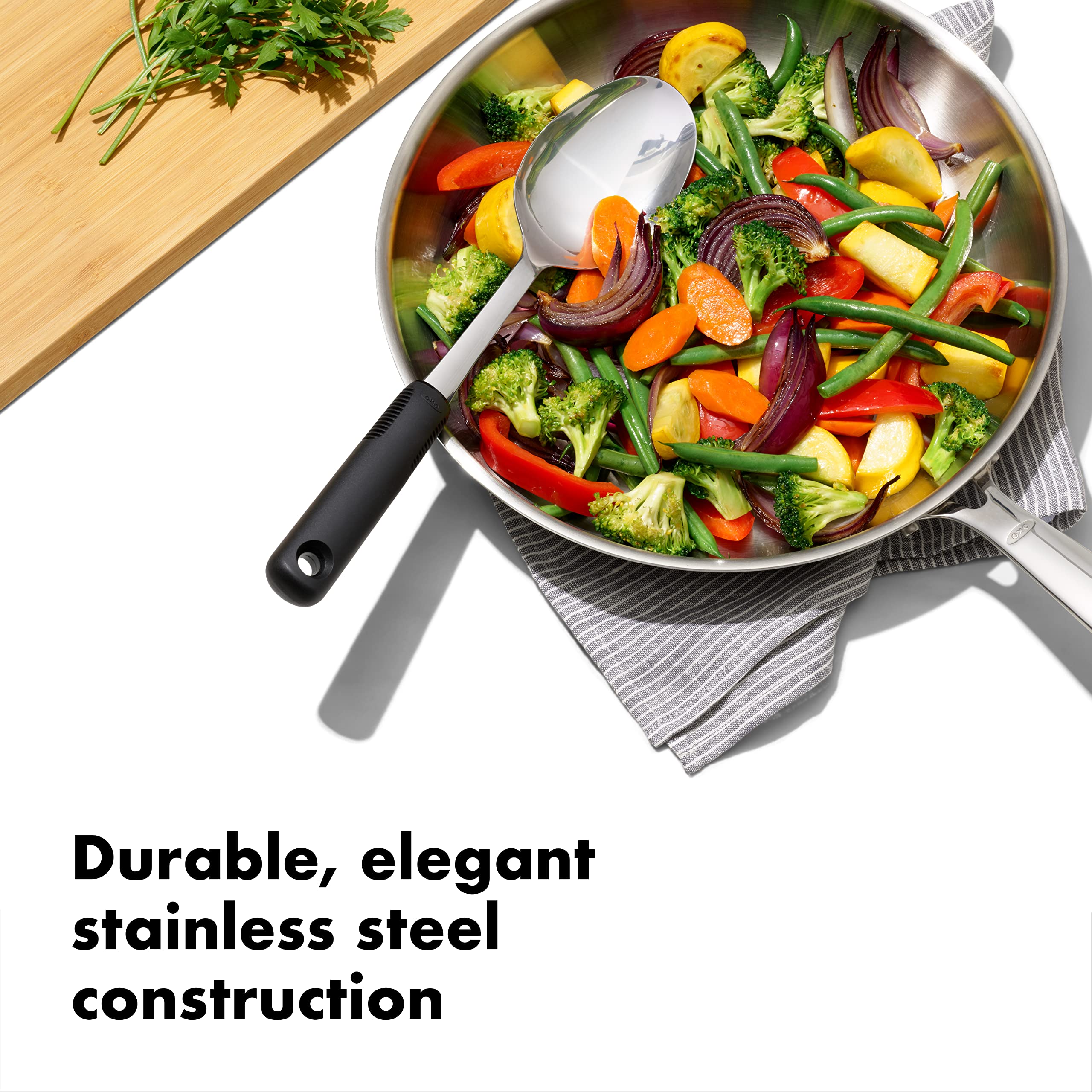 6-Piece Stainless Steel Prep & Serve Utensil Set with Holder – Elegant Kitchen-to-Table Design