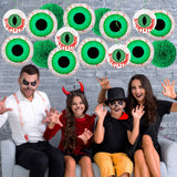 Halloween Green Eyeball Paper Lantern Set – 8 Pack with LED String Lights & Hanging Décor