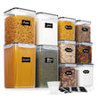 10-Piece Airtight Flour & Sugar Storage Containers Set – BPA-Free Stackable Pantry Canisters with Measuring Cups (Black)