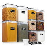 10-Piece Airtight Flour & Sugar Storage Containers Set – BPA-Free Stackable Pantry Canisters with Measuring Cups (Black)