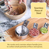 15-Piece Stainless Steel Measuring Cups & Spoons Set with Leveler – Stackable Long Handles for Cooking & Baking