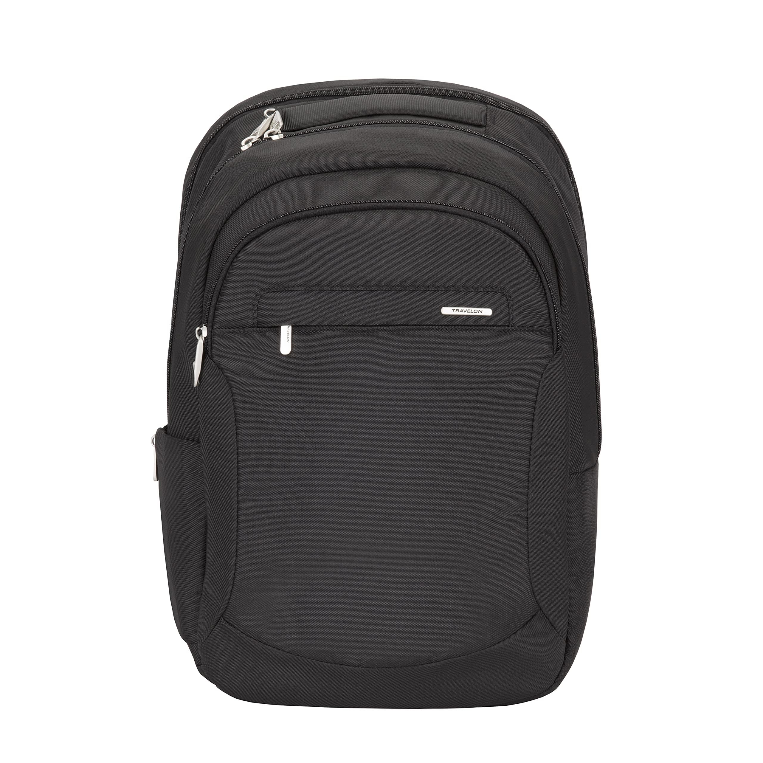 Travelon Classic Large Anti-Theft Backpack – Secure RFID Travel & Commuter Backpack with Dual Laptop Sleeves (Black)