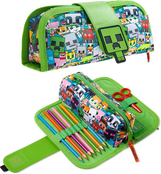2-in-1 Green Gamer Pencil Case with Detachable Pouch