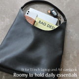 Soft Vegan Leather Hobo Bag for Women – Slouchy Shoulder Handbag with Spacious Interior (Black)
