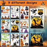 Halloween Window Clings Set – 50 Double-Sided Reusable Stickers for Indoor & Party Decorations (9 Large Sheets, Black Theme)