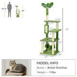 PawHut 56" Cat Tree – Indoor Cat Tower with Hammock, Scratching Posts, Play Ball, Platforms & Anti-Tipping Device