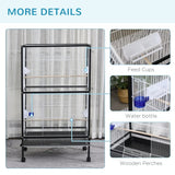 PawHut 54'' Extra Large Portable Rolling Iron Aviary – Flight Bird Cage with Accessories for Parrots, Cockatiels & Finches