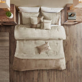 7-Piece Faux Suede Comforter Set – Includes Comforter, Bedskirt, 2 Shams & 3 Decorative Pillows, Hypoallergenic Polyester Fill, Elegant Textured Design
