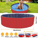 Foldable Pet Swimming Pool – 160×30 cm Heavy-Duty PVC Splash Pool for Dogs & Cats