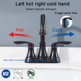 2‑Handle 4‑Inch Oil Rubbed Bronze Bathroom Faucet – Elegant Centerset Design with Pop‑Up Drain & Hoses
