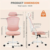 OLIXIS Ergonomic Office Desk Computer Chair, High Back Comfy Swivel Home Gaming Mesh Chairs with Wheels, Adjustable Headrest, Comfortable Lumbar Support, Flip-up Arms, 144° Tilt for Study - PulinGO