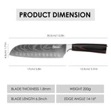 Qulajoy 8‑Inch High‑Carbon Stainless Steel Santoku Knife – Ergonomic Pakkawood Handle, Sleek & Sharp for Home Cooking