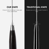 Qulajoy 8‑Inch High‑Carbon Stainless Steel Santoku Knife – Ergonomic Pakkawood Handle, Sleek & Sharp for Home Cooking