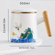 Crane-Patterned Ceramic Teacup with Lid & Filter – Perfect Gift - PulinGO