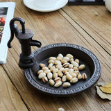 Rustic Style Cast Iron Vintage Water Pump Round Bird Feeder – Outdoor Decorative Garden Tray & Gift for Bird Lovers