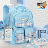 Cinnamoroll Blue Backpack Set – Large Capacity School Bag + 6 Badge Pins + Stationery Set + Card Holder & Coin Purse
