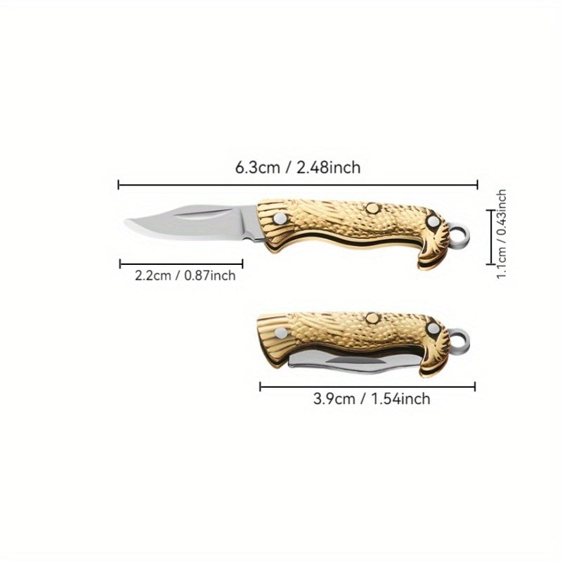 Yellow Dragon Pattern Mini Knife – Compact Spring-Assisted Pocket Knife