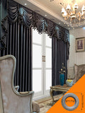 European Luxury All‑Black Velvet Curtains – Thick, Blackout Drapes for Villa Living Room & Dining Room (2 Panels)