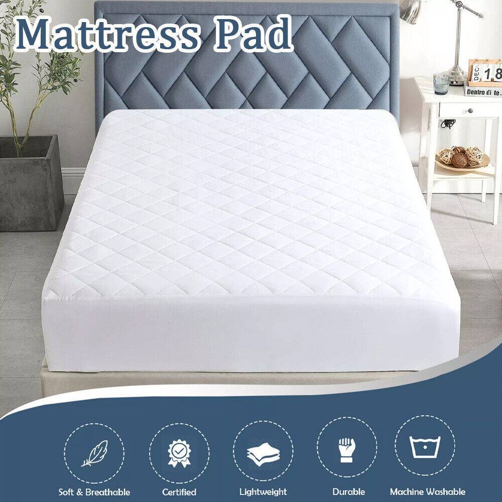 King-Size Quilted Cooling Mattress Pad – Breathable Pillow Top with Deep Pockets
