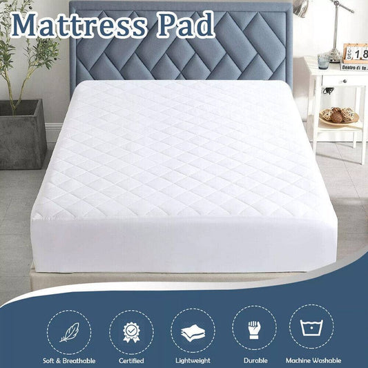 King-Size Quilted Cooling Mattress Pad – Breathable Pillow Top with Deep Pockets