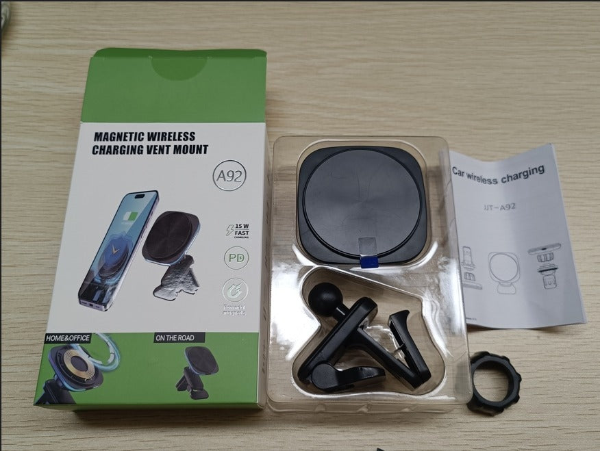 15W Qi Fast Wireless Car Charger Mount - Auto-Clamping Air Vent & Dashboard Phone Holder