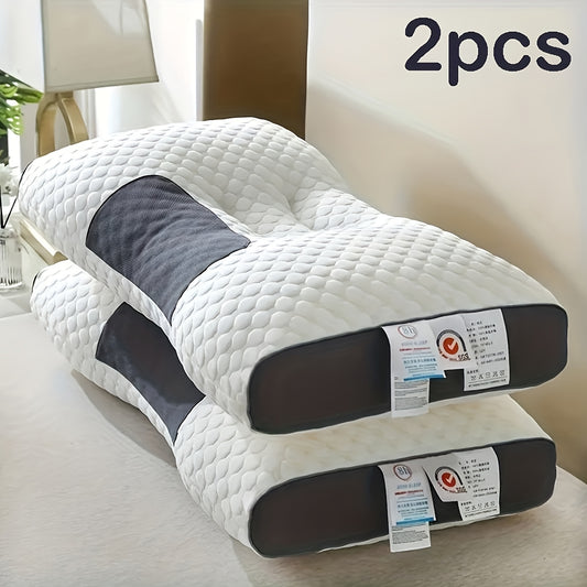“Knitted Massage Neck Pillow (2-Piece Set) – Adjustable Ergonomic Orthopedic Contour Support with Removable Cover”