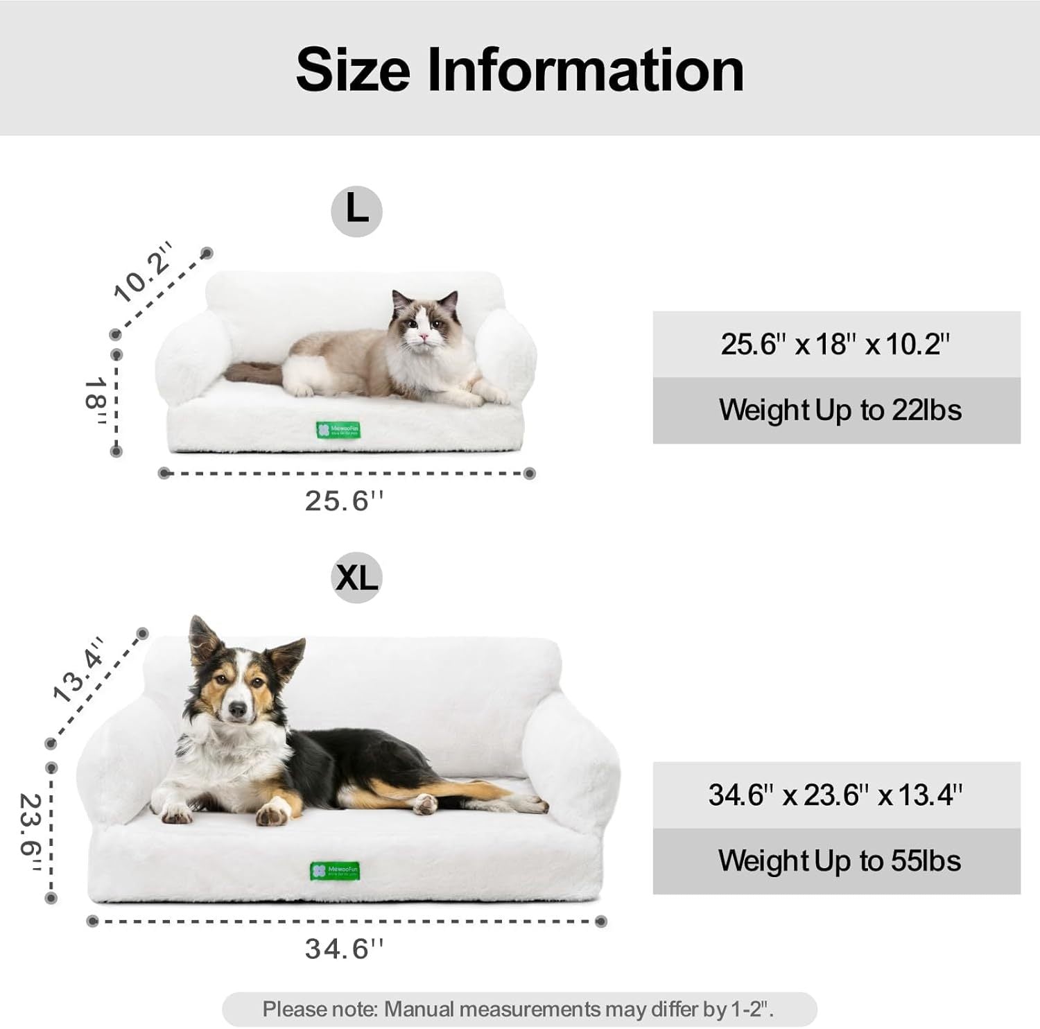 Mewoofun Orthopedic Dog Bed – 34.6" Egg Foam Sofa with Washable Cover & Non-Slip Bottom for Small & Medium Dogs
