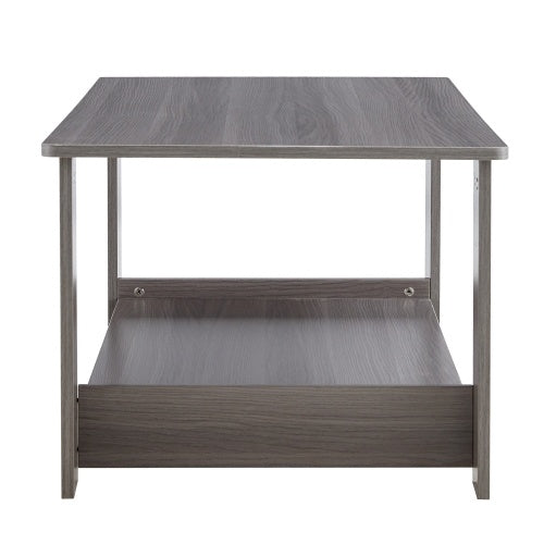 Modern Gray Textured Coffee Table ☕ Double-Layer MDF Living Room Table – Practical Design for Home & Office