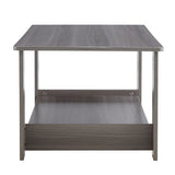 Modern Gray Textured Coffee Table ☕ Double-Layer MDF Living Room Table – Practical Design for Home & Office