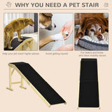 Pet Ramp for Dog Bed with Non-Slip Carpet & Top Platform – Pine Wood, 74" × 16" × 25"