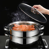 High-Quality Double-Layer Stainless Steel Steamer Set – Thickened Design for Induction & Gas Stoves