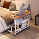 Double-Layer Metal Foldable Desk with Wheels & Storage Rack – Adjustable Height Workspace for Bedroom, Living Room & Office 🖥️