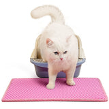 Double-Layer Rice-Shaped Cat Litter Pad – Waterproof EVA Non-Slip Mat for Easy Cleaning & Mess Control