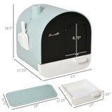 Cat Litter Box with Lid – Indoor Enclosed Litter Tray with Spoon & Strainer, Odor Control & Easy Cleaning for Cats