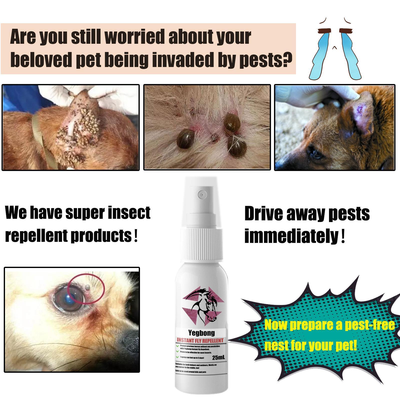 Yegbang Pet Flea & Tick Spray – Soothing Deworming and Itch Relief Spray for Dogs & Cats