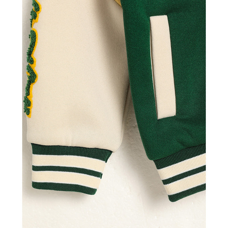 Toddler Kids Girls & Boys Embroidery Letters Print Jacket – Baseball Collar Casual Sports Coat