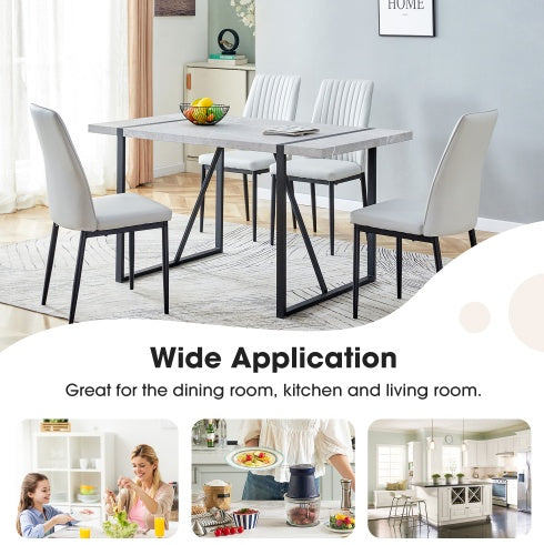 Modern 55-Inch Dining Table – Rectangular Gray MDF Top with Metal Frame, Easy Assembly for 4 People