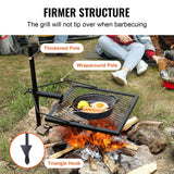 VEVOR Swivel Campfire Grill 🍖 Heavy Duty Steel Fire Pit Grate – 360° Adjustable Outdoor BBQ & Camping Cooking Rack