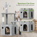44-Inch Cat Climbing Frame – Light Gray Multi-Level Tower