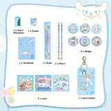 Cinnamoroll Large-Capacity Backpack + Stationery Set – Travel, Laptop & School Bundle with 6 Badges & Card Holder