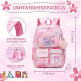 Hello Kitty Student Backpack Set – Pink Large Capacity Backpack, Pendant & 2 Badges + Stationery Set