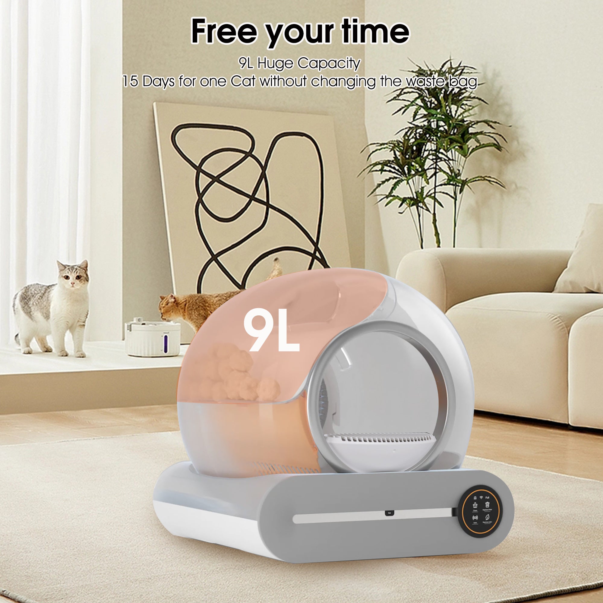 Smart Self-Cleaning Cat Litter Box – Automatic Scooping with Deodorization, App Control & 2.4G WiFi Support with Safety Padding