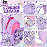 Sanrio Kuromi Purple Backpack Set – Includes 6 Badges, Card Set & Stationery for Teen Students