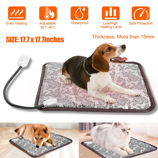 Pet Heating Pad – Electric Waterproof Heating Mat with Adjustable Temperature & Chew-Resistant Cord for Dogs & Cats