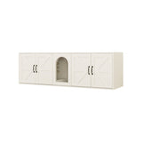 Modern Cat Litter Box Furniture – Double Room Wooden Cat Litter Enclosure with Cat Door, Stylish Indoor Pet Cabinet