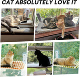 Mewoofun Medium Cat Window Hammock – Steel Frame with Powerful Suction Cups, Brown
