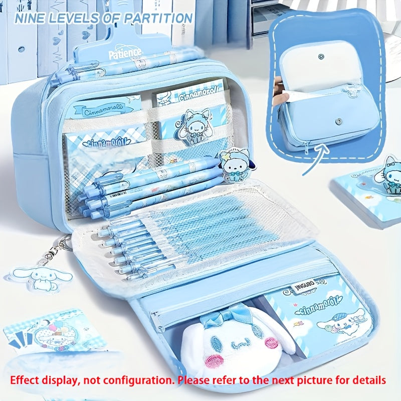 Sanrio Transparent Organizer Pencil Case – Large-Capacity Pastel Blue Storage for School, Office & Daily Essentials 🎀📦