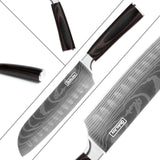 Qulajoy 8‑Inch High‑Carbon Stainless Steel Santoku Knife – Ergonomic Pakkawood Handle, Sleek & Sharp for Home Cooking